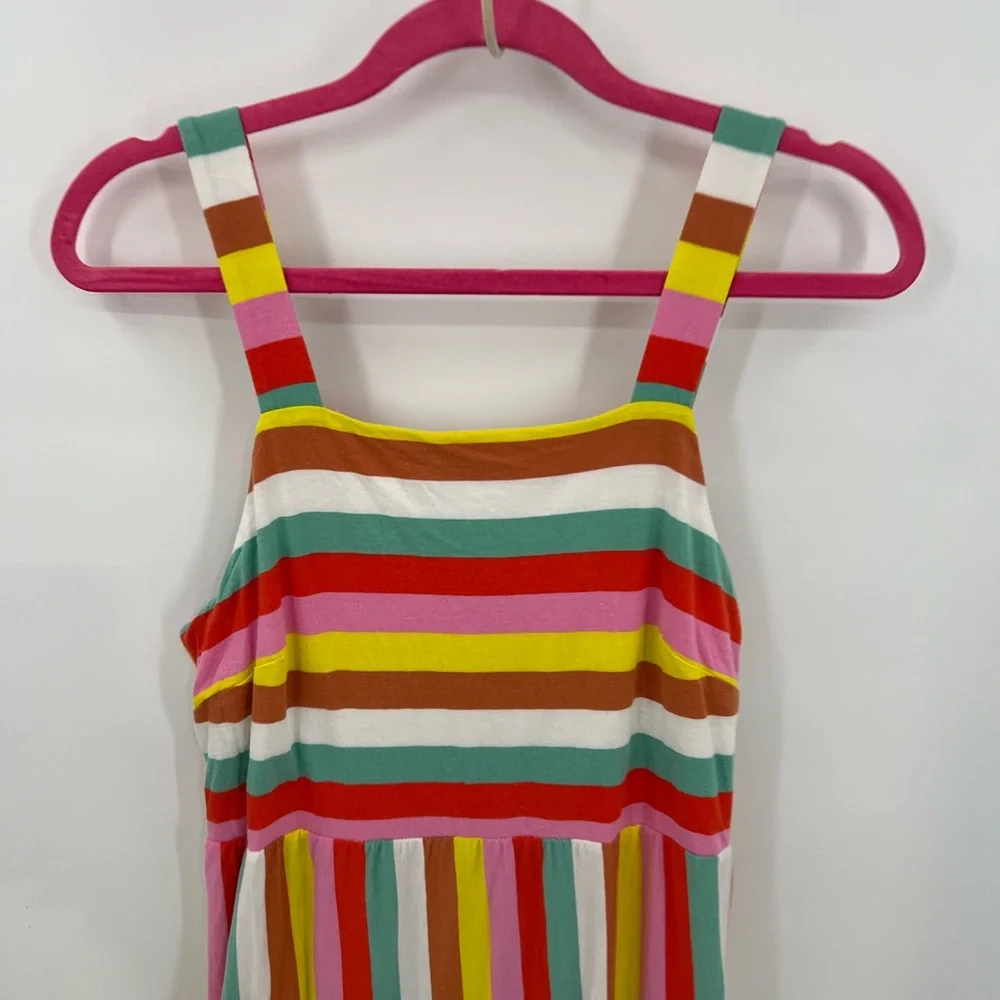 J. Crew rainbow stripe tiered maxi dress